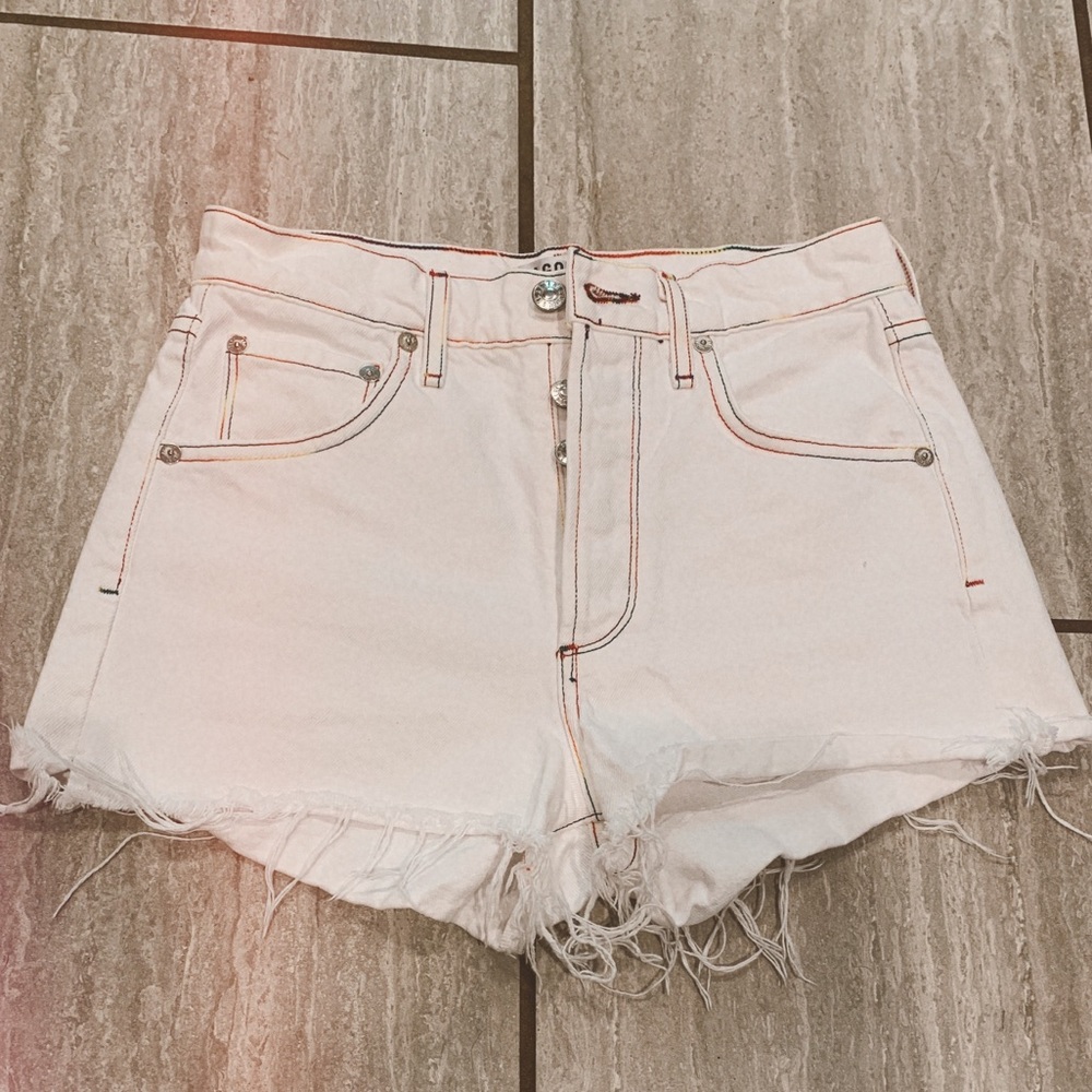 AGOLDE White Cutoffs with Rainbow Trim NEW